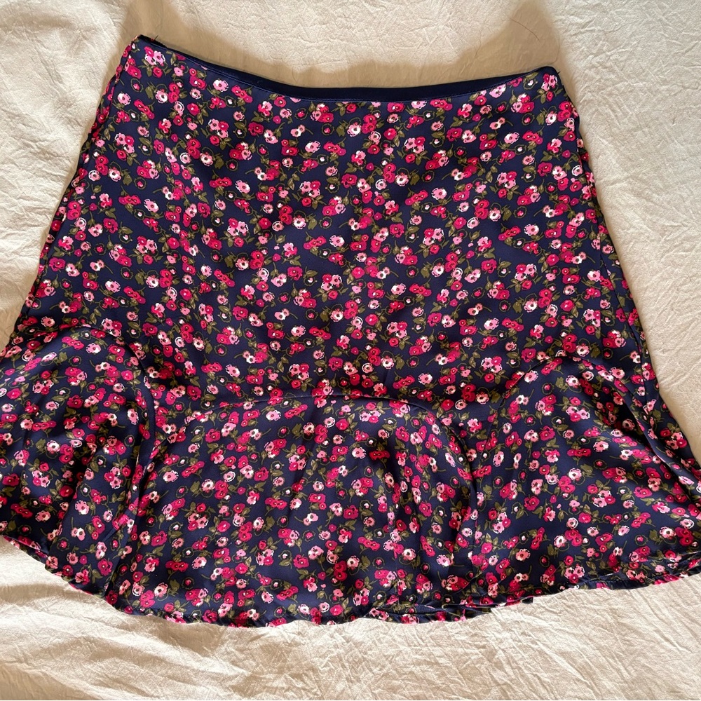 Floral Pink and Navy Mini Skirt